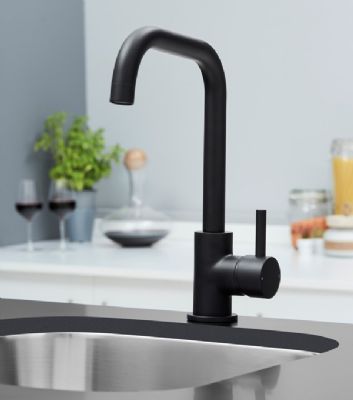 EVO ELERA D MATT BLACK MONO SINGLE LEVER KITCHEN SINK MIXER TAP with D SHAPED SWIVEL SPOUT, KTAP007MB EVO ELERA D MATT BLACK MONO SINGLE LEVER KITCHEN SINK MIXER TAP with D SHAPED SWIVEL SPOUT, KTAP007MB